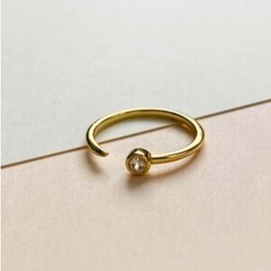14k Gold Open Ring with Crystal Accent